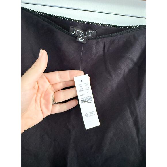 J.Crew | NWT Gwen lace-trim slip skirt in linen in Black | Sz L - Picture 6 of 9